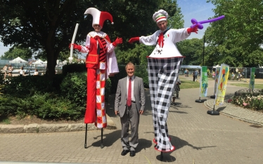 Sir David pictured with members of StiltsPro